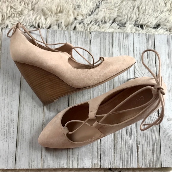 Charles David Shoes - Charles by Charles David blush lace up wedges wood